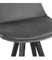 Tabouret de bar design gris en tissu et bois Blaine