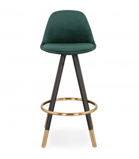 Tabouret de bar design vert en tissu et bois Blaine Mini