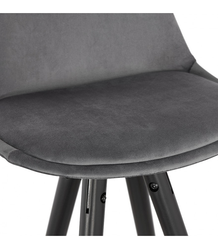 Tabouret de bar design gris en tissu et bois Blaine Mini