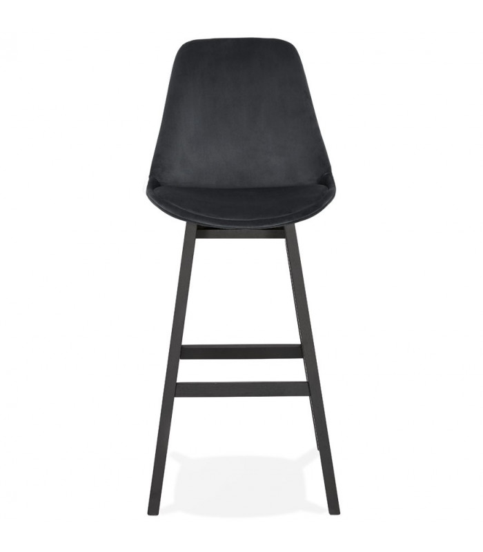 Tabouret de bar design noir en tissu et bois Alvah