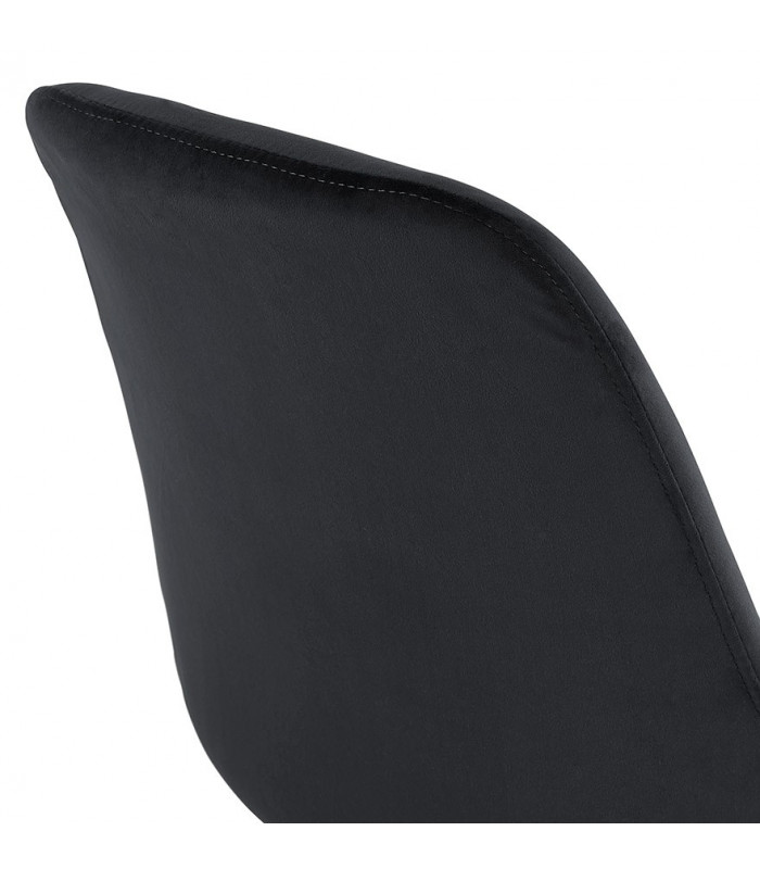 Tabouret de bar design noir en tissu et bois Alvah