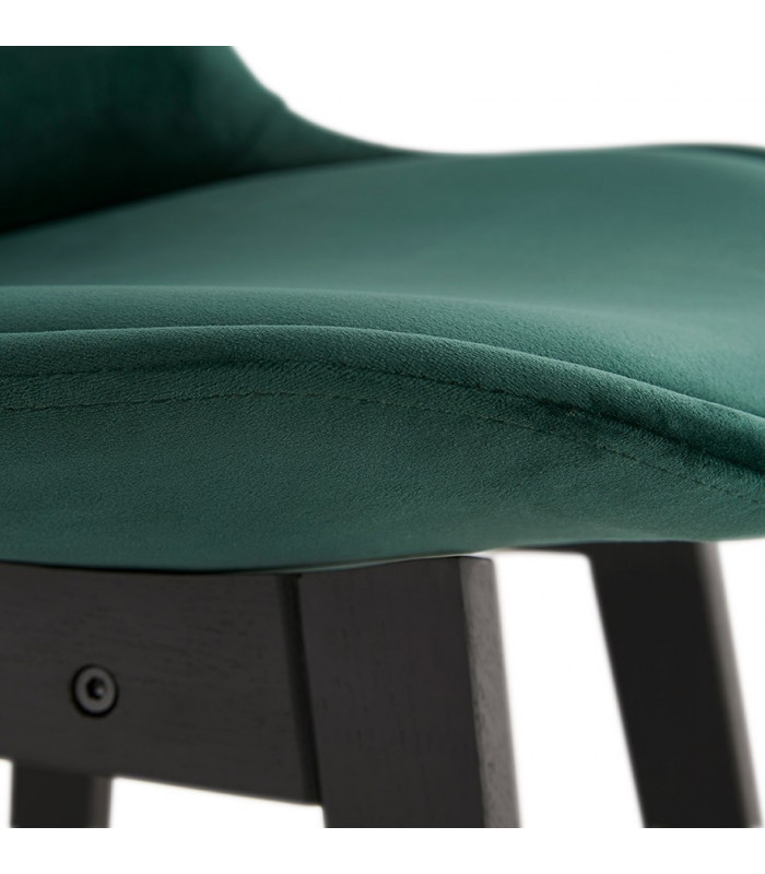 Tabouret de bar design vert en tissu et bois Alvah Mini