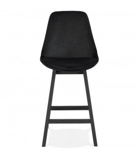 Tabouret de bar design noir en tissu et bois Alvah Mini