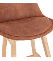 Tabouret de bar design marron en tissu et bois Nya