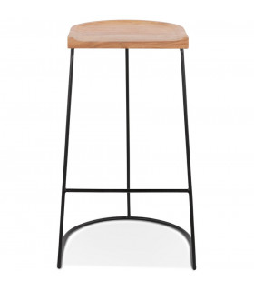 Tabouret de bar design naturel en bois et métal Jak