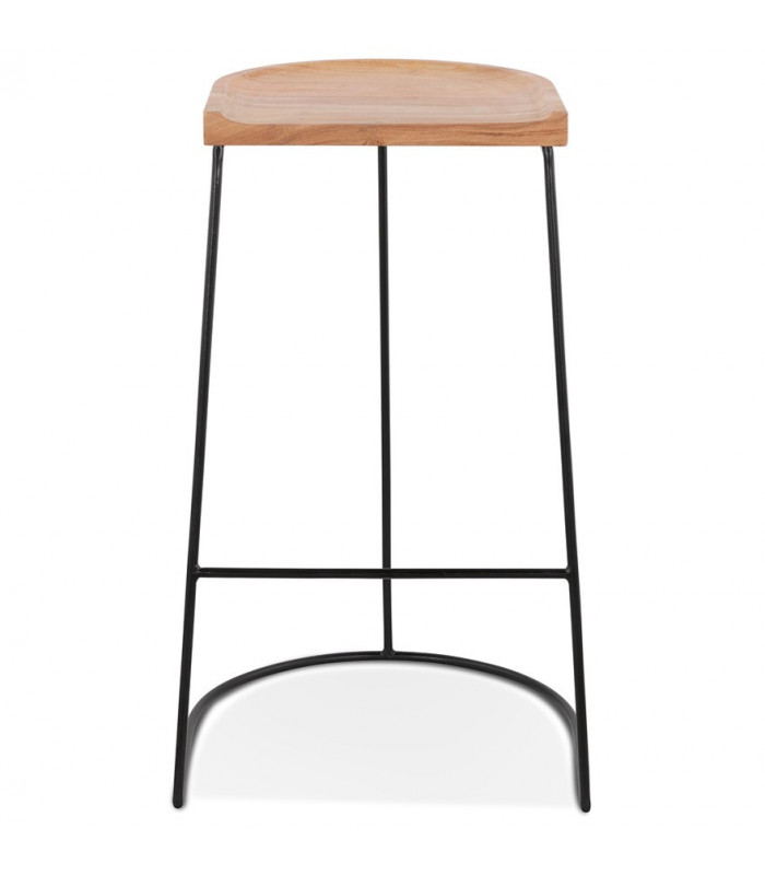 Tabouret de bar design naturel en bois et métal Jak