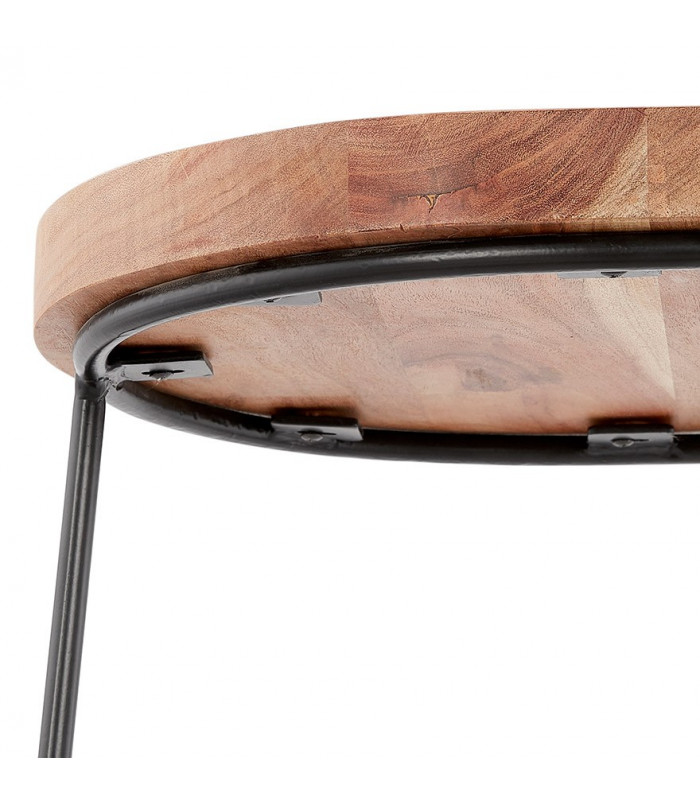 Tabouret de bar design naturel en bois et métal Jak