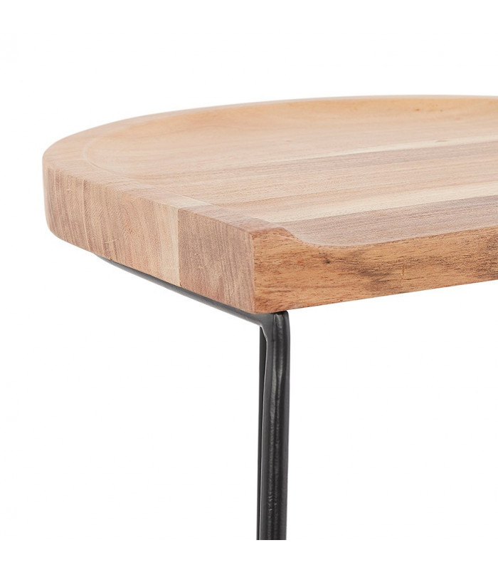 Tabouret de bar design naturel en bois et métal Jak Mini