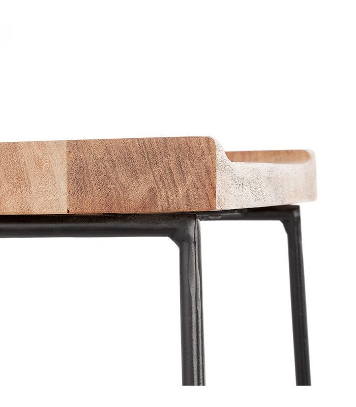 Tabouret de bar design naturel en bois et métal Jak Mini