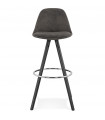 Tabouret de bar design gris foncé en tissu et bois Adagio