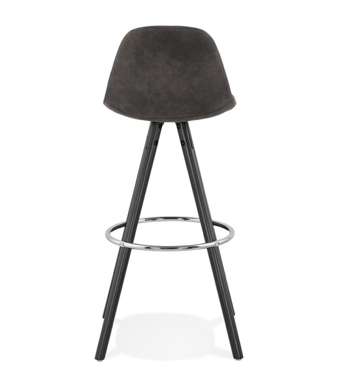 Tabouret de bar design gris foncé en tissu et bois Adagio