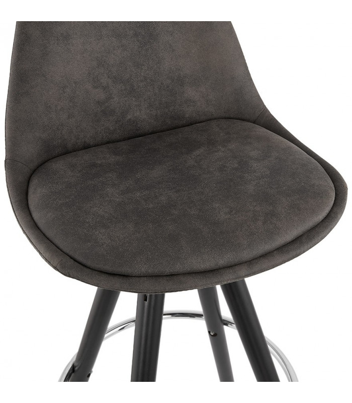 Tabouret de bar design gris foncé en tissu et bois Adagio