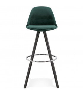 Tabouret de bar design vert en tissu et bois Darna