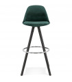 Tabouret de bar design vert en tissu et bois Darna