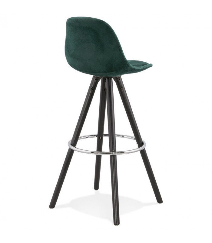 Tabouret de bar design vert en tissu et bois Darna