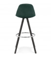 Tabouret de bar design vert en tissu et bois Darna