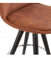 Tabouret de bar design marron en tissu et bois Adagio