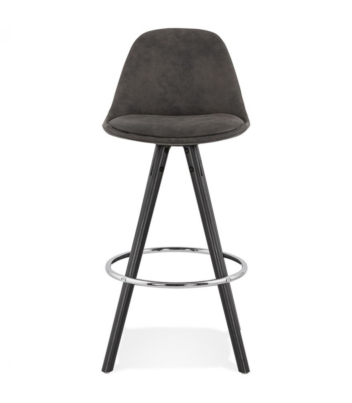 Tabouret de bar design gris foncé en tissu et bois Adagio Mini 65