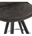 Tabouret de bar design gris foncé en tissu et bois Adagio Mini 65