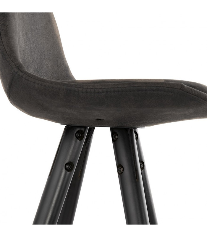 Tabouret de bar design gris foncé en tissu et bois Adagio Mini 65