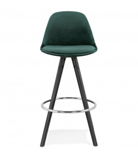 Tabouret de bar design vert en tissu et bois Darna Mini 65