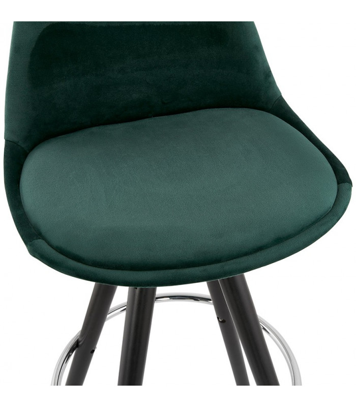 Tabouret de bar design vert en tissu et bois Darna Mini 65