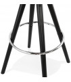 Tabouret de bar design noir en tissu et bois Darna Mini 65