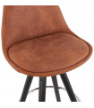 Tabouret de bar design marron en tissu et bois Adagio Mini 65