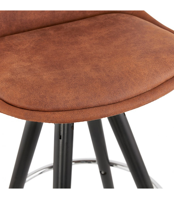 Tabouret de bar design marron en tissu et bois Adagio Mini 65