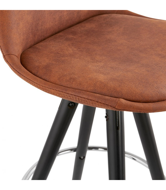 Tabouret de bar design marron en tissu et bois Adagio Mini 65