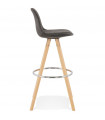 Tabouret de bar design gris foncé en tissu et bois Adagio