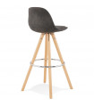 Tabouret de bar design gris foncé en tissu et bois Adagio