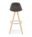 Tabouret de bar design gris foncé en tissu et bois Adagio