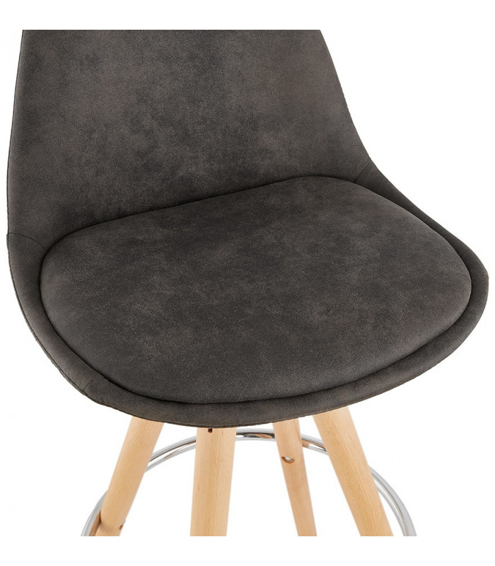 Tabouret de bar design gris foncé en tissu et bois Adagio