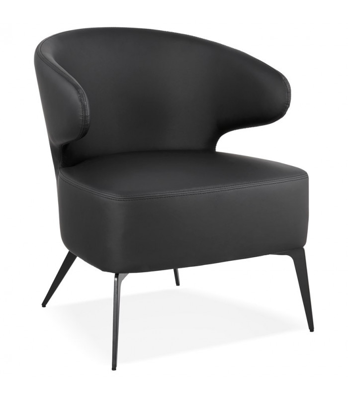 Fauteuil design noir en similicuir et métal Dimitri