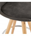 Tabouret de bar design gris foncé en tissu et bois Adagio