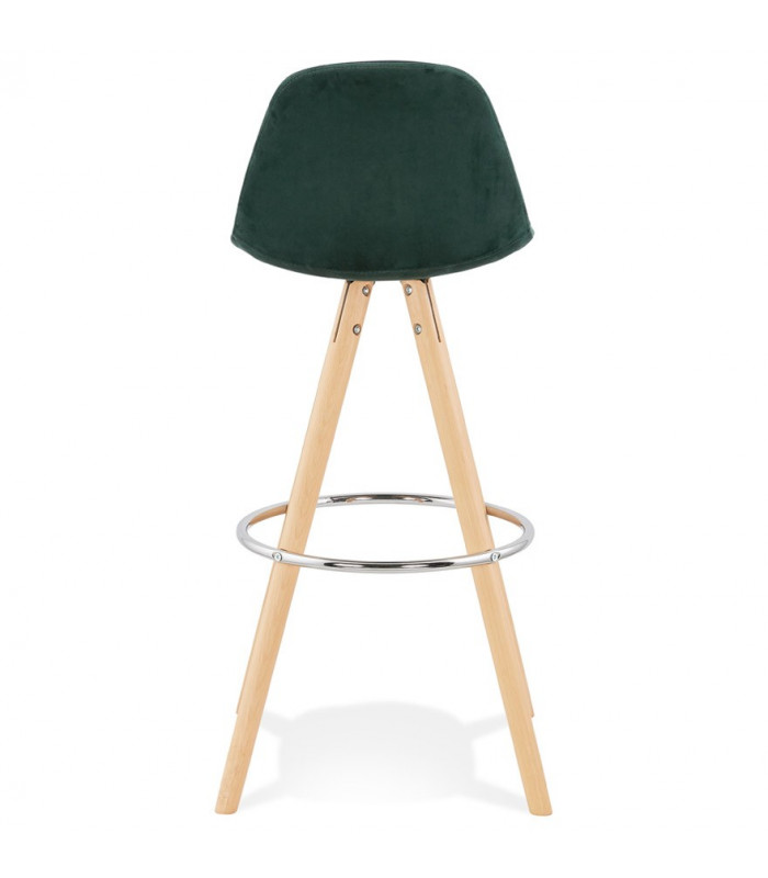 Tabouret de bar design vert en tissu et bois Darna