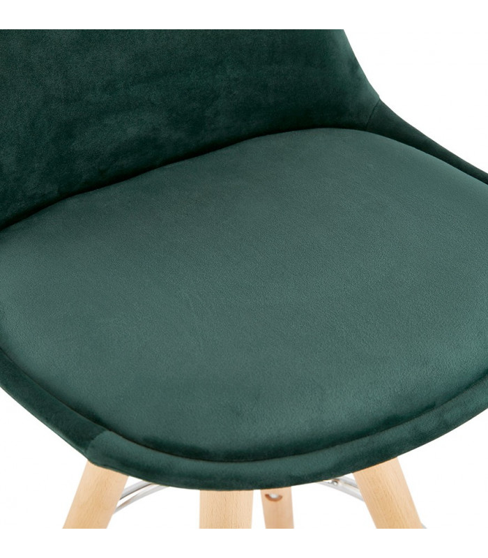 Tabouret de bar design vert en tissu et bois Darna