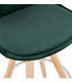 Tabouret de bar design vert en tissu et bois Darna