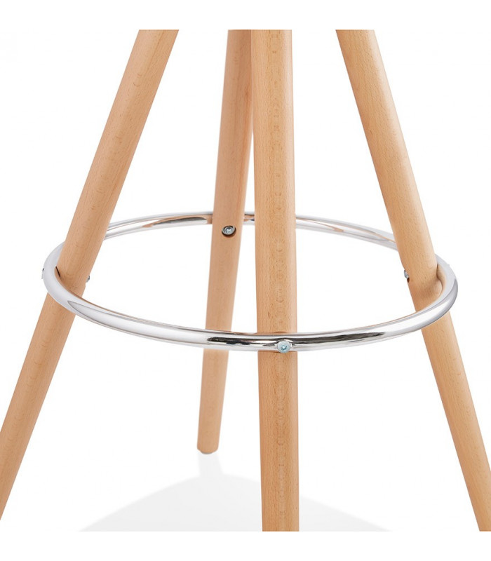 Tabouret de bar design vert en tissu et bois Darna