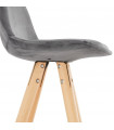Tabouret de bar design gris en tissu et bois Darna
