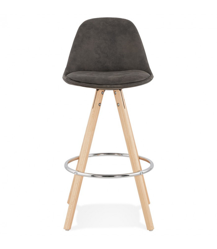 Tabouret de bar design gris foncé en tissu et bois Adagio Mini 65