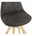 Tabouret de bar design gris foncé en tissu et bois Adagio Mini 65