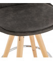 Tabouret de bar design gris foncé en tissu et bois Adagio Mini 65