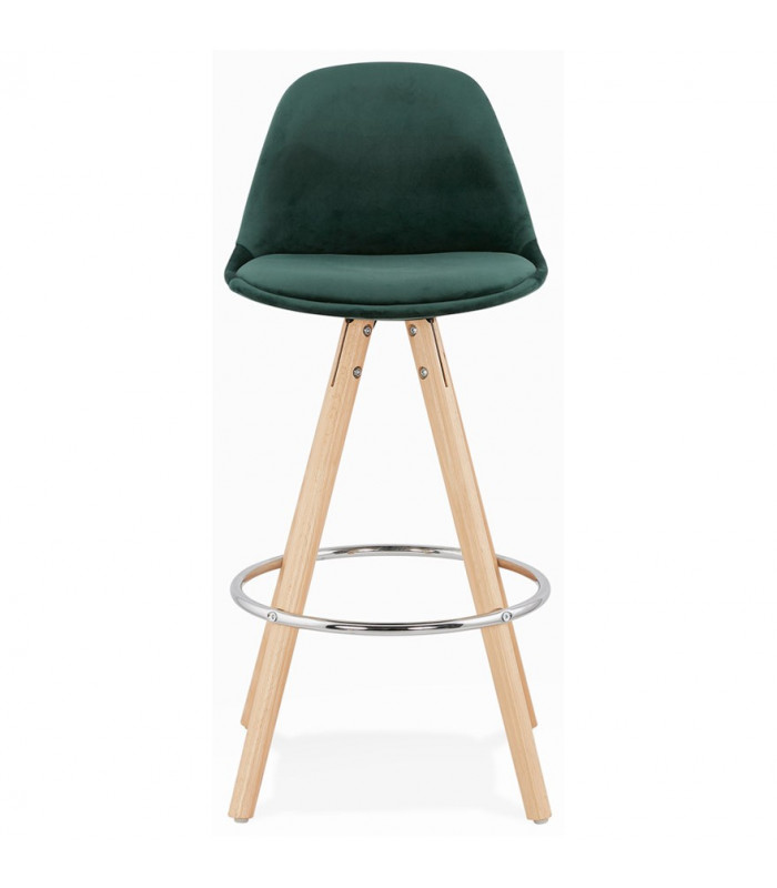 Tabouret de bar design vert en tissu et bois Darna Mini 65