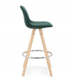 Tabouret de bar design vert en tissu et bois Darna Mini 65