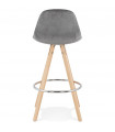 Tabouret de bar design gris en tissu et bois Darna Mini 65