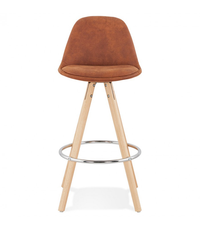 Tabouret de bar design marron en tissu et bois Adagio Mini 65