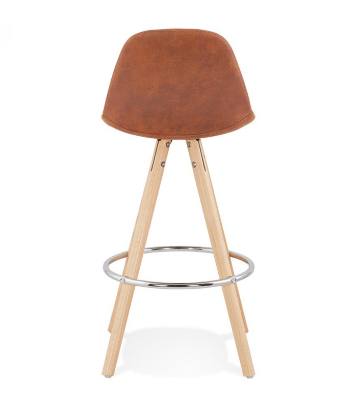 Tabouret de bar design marron en tissu et bois Adagio Mini 65