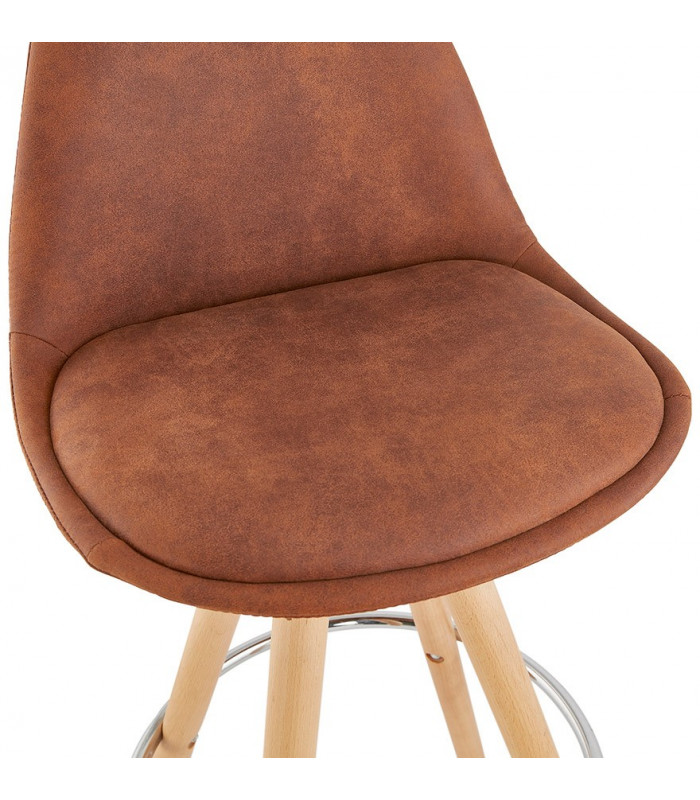 Tabouret de bar design marron en tissu et bois Adagio Mini 65